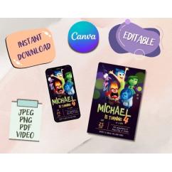 Inside Out 2 Birthday Invitation | Canva Template